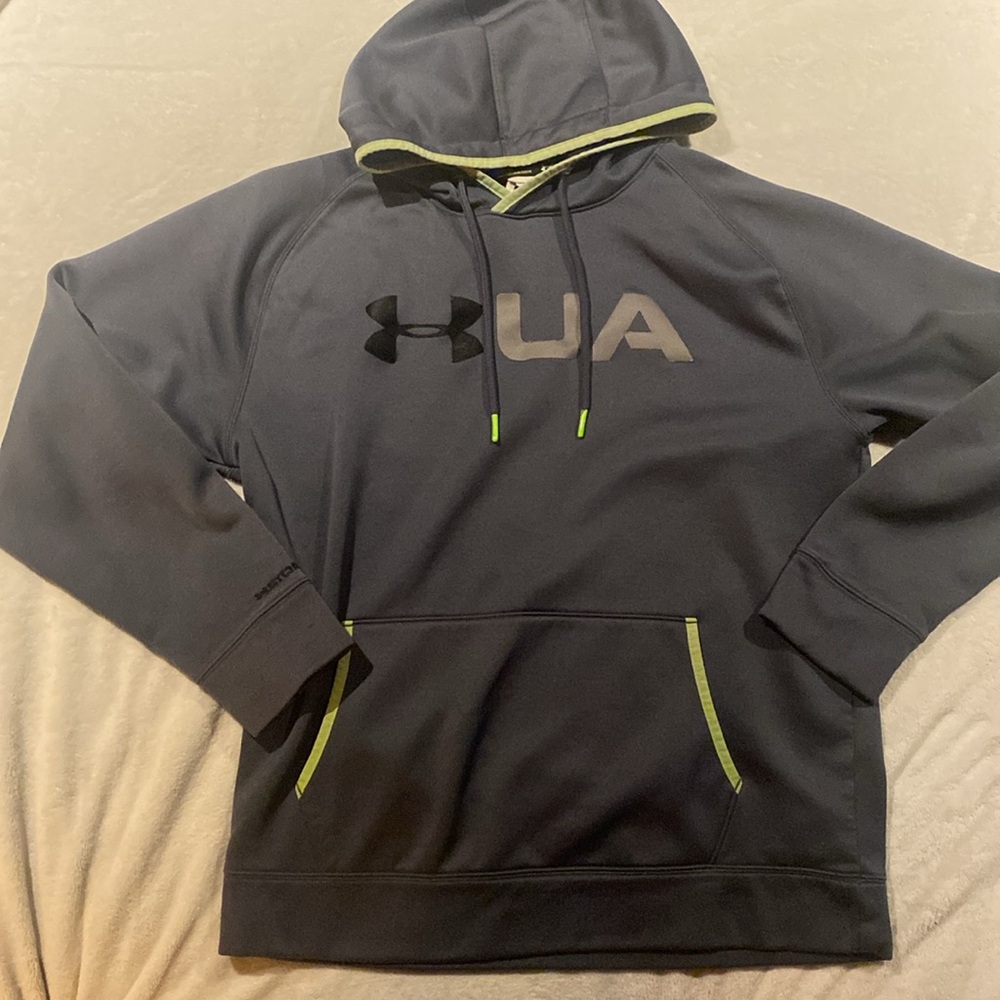 Under Armour Gray Hoodie with Lime Trim Size Medium
